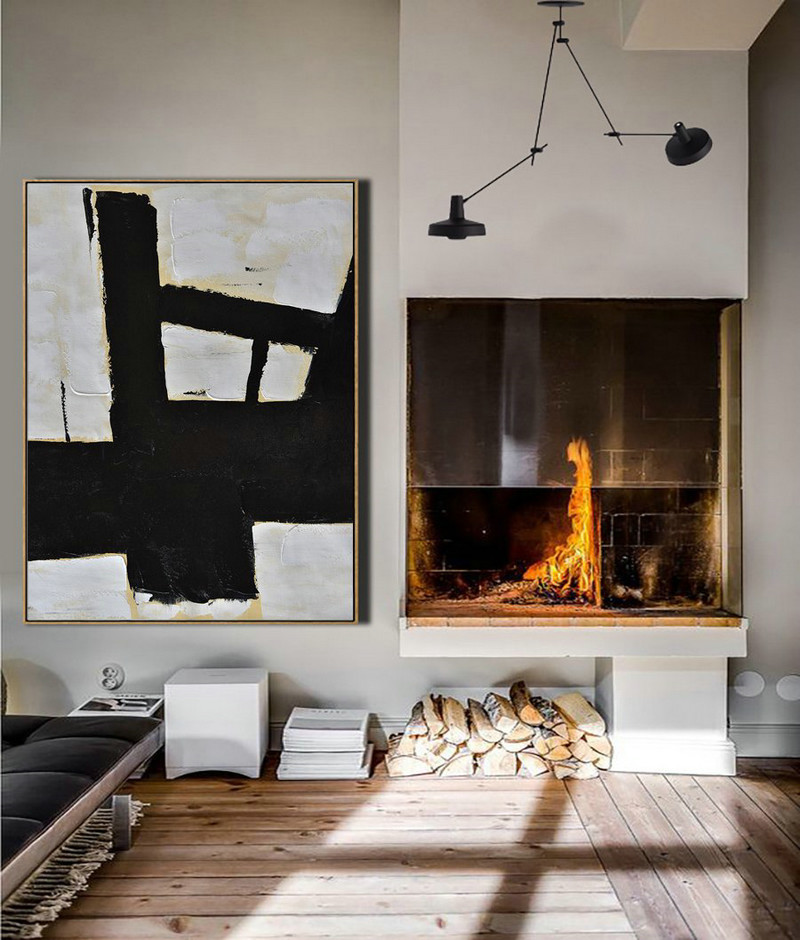 Abstract Painting Extra Large Canvas Art,Minimalist Painting On Canvas, Palette Knife Vertical Minimal Art - Huge Abstract Canvas Art
